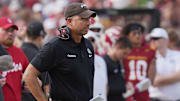 Iowa State Cyclones head coach Matt Campbell watches from the sideline against South Dakota during the third quarter in the home game opening at Jack Trice Stadium on August 30, 2025, in Ames, Iowa