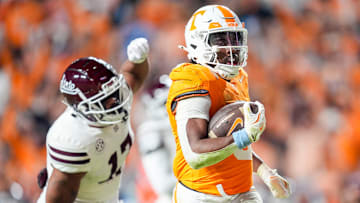 Tennessee running back Dylan Sampson (6) runs with the ball for a touchdown during a college football game between Tennessee and Mississippi State at Neyland Stadium in Knoxville, Tenn., on Saturday, Nov. 9, 2024.