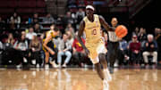 Florida State's Taylor Bol Bowen dribbles the ball up court in the Seminoles' win over Pitt Wednesday at the Donald L. Tucker Civic Center.