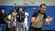 Gateway Charter head coach RJ Jones watches his players during their game against Cardinal Mooney on Tuesday, Jan. 10, 2023, in Fort Myers.