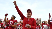 Sep 17, 2022; Pullman, Washington, USA; Washington State Cougars head coach Jake Dickert leads the school fight song after a 38-7 win over the Colorado State Rams at Gesa Field at Martin Stadium. Mandatory Credit: James Snook-USA TODAY Sports