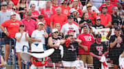 Texas Tech fans cheer at the 2025 Women's College World Series.
