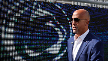 Oct 11, 2025; University Park, Pennsylvania, USA; Penn State Nittany Lions head coach James Franklin prior to the game against the Northwestern Wildcats at Beaver Stadium. Mandatory Credit: Matthew O'Haren-Imagn Images