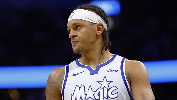 Mar 26, 2026; Orlando, Florida, USA;  Orlando Magic forward Paolo Banchero (5) in the second half against the Sacramento Kings at Kia Center. Mandatory Credit: Russell Lansford-Imagn Images