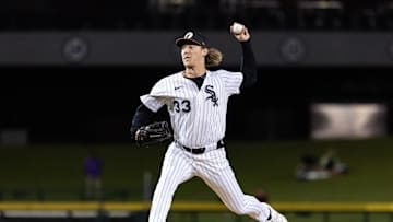 Nov 9, 2025; Mesa, AZ, USA; Chicago White Sox pitcher Hagen Smith during the Arizona Fall League Fall Stars Game at Sloan Park. Mandatory Credit: Mark J. Rebilas-Imagn Images