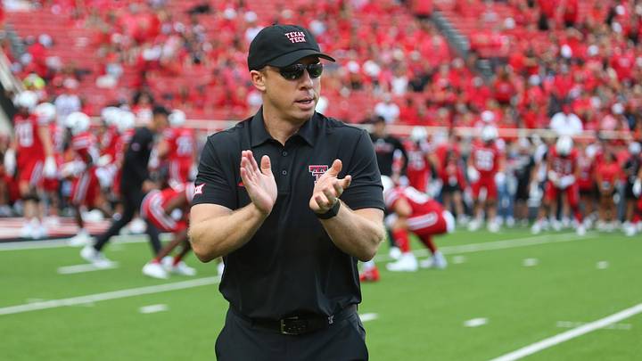 Aug 30, 2025; Lubbock, Texas, USA;  Texas Tech Red Raiders defensive coordinator Shiel Wood on the field before the game against the Arkansas-Pine Bluff Golden Lions at Jones AT&T Stadium. Mandatory Credit: Michael C. Johnson-Imagn Images