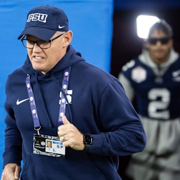 Penn State Nittany Lions defensive coordinator Tom Allen against the Boise State Broncos during the Fiesta Bowl at State Farm Stadium.