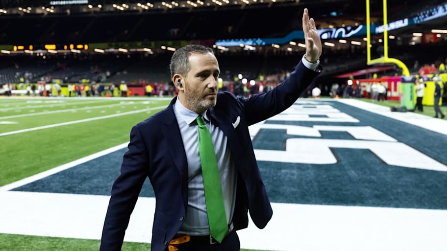 Philadelphia Eagles general manager Howie Roseman conducted three trades on Sunday. | Mark J. Rebilas-Imagn Images