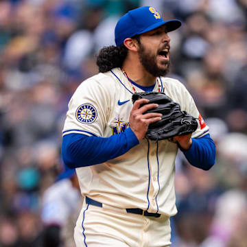 Seattle Mariners closer Andres Munoz celebrates after his save against the Miami Marlins on April 27 at T-Mobile Park.