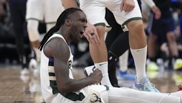 Milwaukee Bucks forward Taurean Prince reacts after securing a final possession against the Orlando Magic in the second half at Fiserv Forum on March 8.