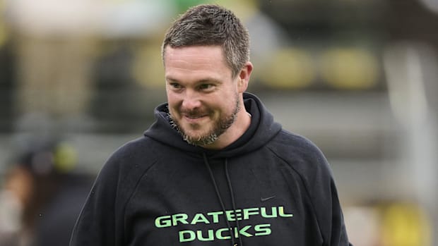 Oregon Ducks dan lanning schedule Dante moore Tradarian Ball LaMarcus Bell Dierre Hill Jr. Recruiting Big Ten Utah Utes NIL 