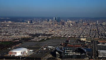 Dec 13, 2012; Philadelphia, PA, USA; Aerial view of the Philadelphia Sports Complex with Wells Fargo Center (left), Lincoln Financial Field (right) and Citizens Bank Park.