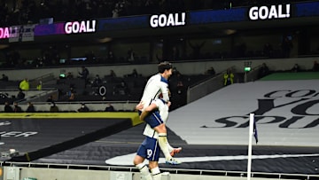 Harry Kane and Heung-Min Son celebrate against Arsenal 