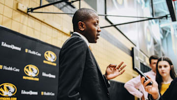 Dennis Gates talks with the media after his introduction as Missouri's 20th head men's basketball coach March 22 at the Albrecht Family Practice Facility inside Mizzou Arena.

Gates Mizzou03222022002052