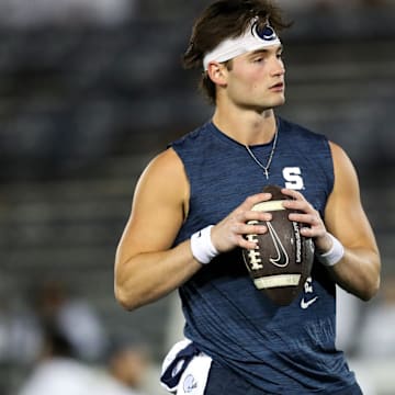 Former Penn State Nittany Lions quarterback Beau Pribula warms up before a 2024 game against the Washington Huskies.