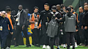 Feb 1, 2024; Riyadh, Saudi Arabia; Al-Nassr forward Cristiano Ronaldo (7) walks on the field before the game against Inter Miami CF at Kingdom Arena. Mandatory Credit: Victor Fraile-Imagn Images