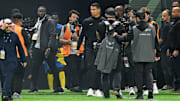 Feb 1, 2024; Riyadh, Saudi Arabia; Al-Nassr forward Cristiano Ronaldo (7) walks on the field before the game against Inter Miami CF at Kingdom Arena. Mandatory Credit: Victor Fraile-Imagn Images