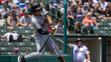 Pittsburgh Pirates outfield prospect Matt Gorski hitting for their Triple-A affiliate, the Indianapolis Indians.