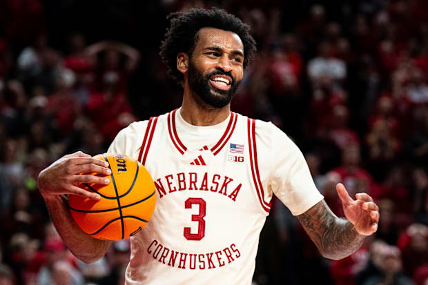 Nebraska Cornhuskers guard Brice Williams (3) reacts after a foul during the second half against the Illinois Fighting Illini
