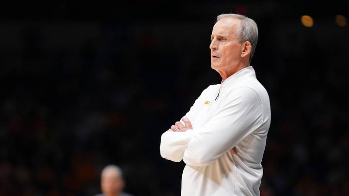 Tennessee head coach Rick Barnes during the NCAA Tournament Elite Eight game against Houston at Lucas Oil Stadium in Indianapolis, Ind., on Sunday, March 30, 2025.