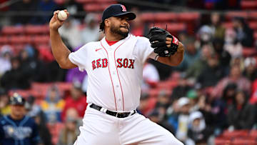 Jun 3, 2023; Boston, Massachusetts, USA; Boston Red Sox relief pitcher Kenley Jansen (74) pitches