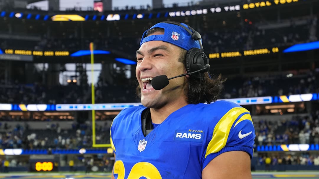 Dec 14, 2025; Inglewood, California, USA; Los Angeles Rams wide receiver Puka Nacua (12) celebrates after defeating the Detroit Lions at SoFi Stadium. Mandatory Credit: Kirby Lee-Imagn Images Dec 14, 2025; Inglewood, California, USA; Los Angeles Rams wide receiver Puka Nacua (12) celebrates after defeating the Detroit Lions at SoFi Stadium. Mandatory Credit: Kirby Lee-Imagn Images