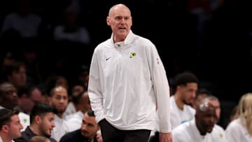 Jan 6, 2025; Brooklyn, New York, USA; Indiana Pacers head coach Rick Carlisle coaches against the Brooklyn Nets during the second quarter at Barclays Center. Mandatory Credit: Brad Penner-Imagn Images
