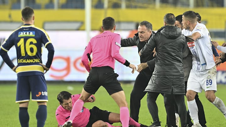 MKE Ankaragucu President Faruk Koca punches referee Halil Umut Meler MKE Ankaragucu President Faruk Koca punches referee Halil Umut Meler