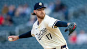 Minnesota Twins starting pitcher Bailey Ober delivers a pitch against the Chicago White Sox in the first inning at Target Field in Minneapolis on April 22, 2025.