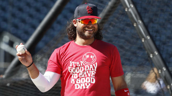 Jul 2, 2024; Pittsburgh, Pennsylvania, USA;  St. Louis Cardinals infielder Brandon Crawford (35) warms up before a game against the Pittsburgh Pirates at PNC Park.