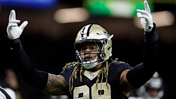 New Orleans Saints DE Chase Young (99) inbetween plays during a game against the Tampa Bay Buccaneers 