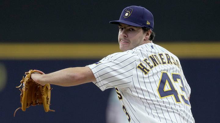 Milwaukee Brewers pitcher Logan Henderson throws during the first inning of their game against the New York Yankees Sunday, May 10, 2026 at American Family Field in Milwaukee, Wisconsin.