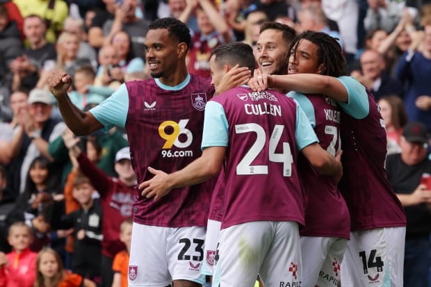 Josh Brownhill celebrates scoring his teams third goal during their 5-0 win over Cardiff