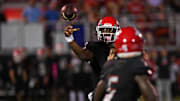 Vero Beach’s Champ Monds (7) passes the ball against Treasure Coast, Friday, Oct. 25, 2024, during the District 11-7A Championship. Vero Beach won 34-7.
