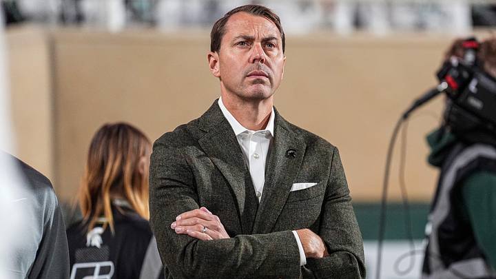Michigan State Director of Athletics J Batt watches a play against Western Michigan form the sideline during the second half at Spartan Stadium in East Lansing on Friday, August 29, 2025.