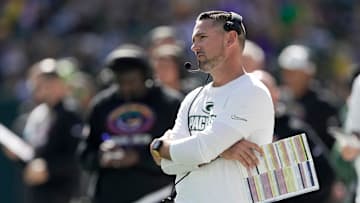 Green Bay Packers head coach Matt LaFleur is shown during the first quarter of their game against the Minnesota Vikings Sunday, September 29, 2024 at Lambeau Field in Green Bay, Wisconsin.
