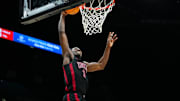 Nov 24, 2025; Las Vegas, Nevada, USA; UNLV Rebels forward Kimani Hamilton (2) during the second half against the Maryland Terrapins in a 2025 Players Era Festival group play game at MGM Grand Garden Arena. Mandatory Credit: Stephen R. Sylvanie-Imagn Images