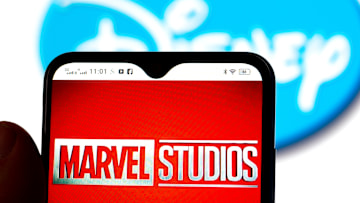 In this photo illustration, the Marvel Studios logo is seen...