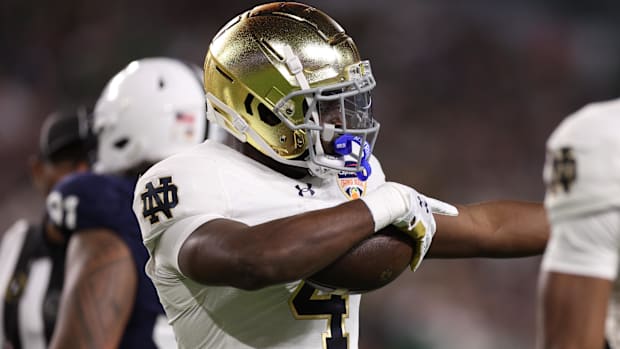 Notre Dame running back Jeremiyah Love during the 2025 Orange Bowl vs. Penn Stat
