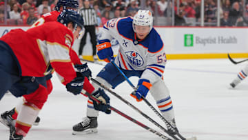 Jeff Skinner, now a Shark, looks to move the puck during a February game against the Panthers.