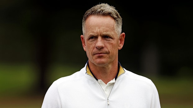 Team Europe captain Luke Donald looks on during a practice round of the Ryder Cup