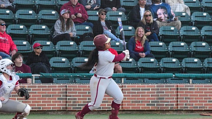 Florida State softball swept Nicholls 5-4, 8-0, in a doubleheader Saturday, Feb. 24, 2024 during the Dugout Club Classic at JoAnne Graf Field.