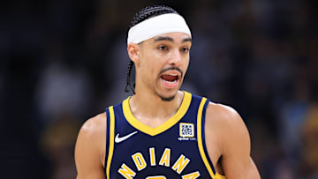 Indiana Pacers guard Andrew Nembhard (2) during a game against the Dallas Mavericks.