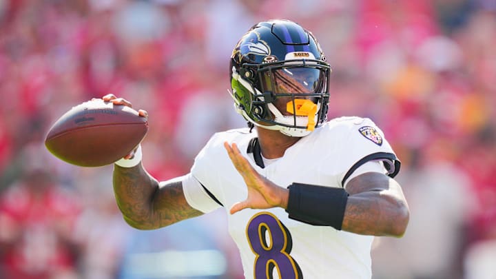 Ravens quarterback Lamar Jackson left Sunday's game early with a hamstring injury.