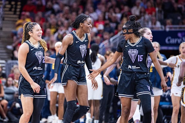 Golden State Valkyries guard Veronica Burton, center Temi Fagbenle and guard Tiffany Hayes.