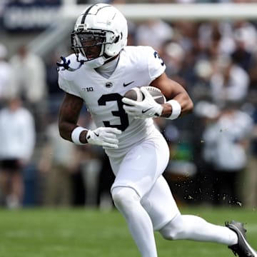 Penn State Nittany Lions wide receiver Koby Howard runs with the ball during the first quarter of the Blue-White spring game at Beaver Stadium. 