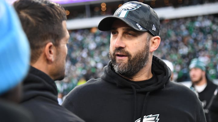 Philadelphia Eagles head coach Nick Sirianni against the Carolina Panthers at Lincoln Financial Field.
