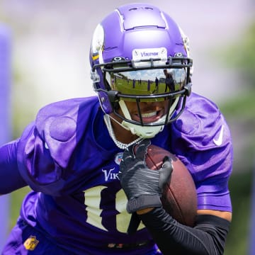 Vikings WR Justin Jefferson at an offseason practice.