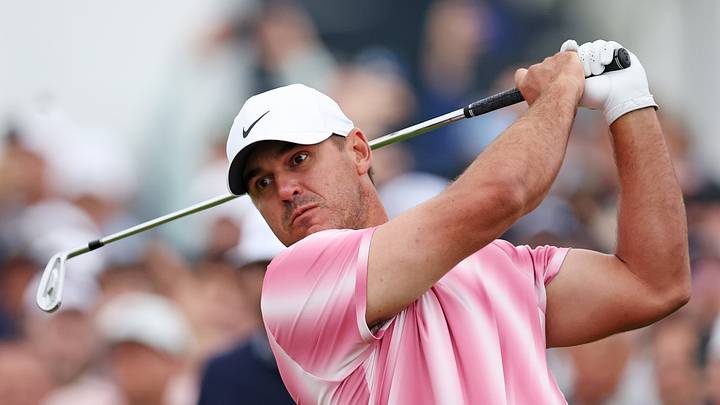 Brooks Koepka tees off on the first hole during the first round of the 2026 U.S. Open; Bill Streicher