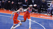 Dec 10, 2025; Oklahoma City, Oklahoma, USA; Oklahoma City Thunder guard Shai Gilgeous-Alexander (2) and center Chet Holmgren (7) celebrate after scoring against the Phoenix Suns during the third quarter at Paycom Center. Mandatory Credit: Alonzo Adams-Imagn Images